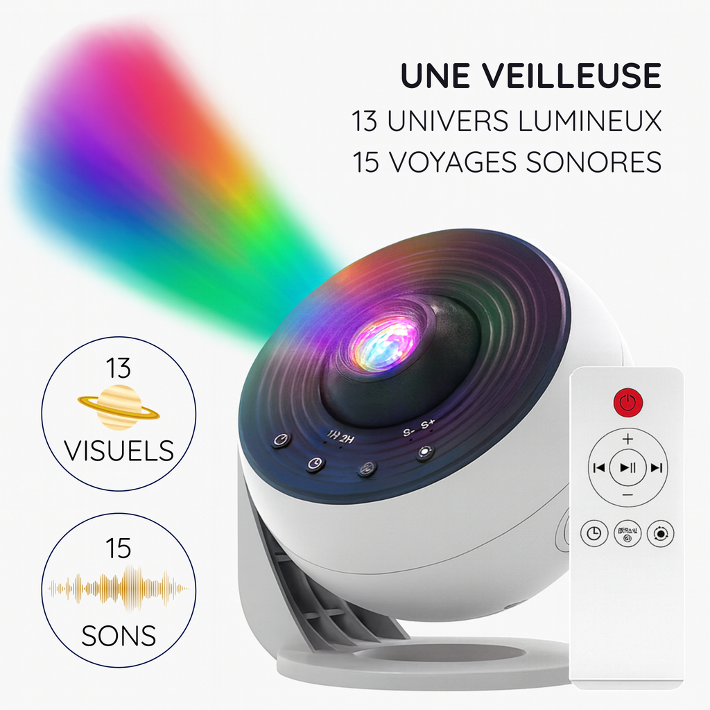 Veilleuse projecteur Galaxy avec Bruit & Timer - DreamGalaxy