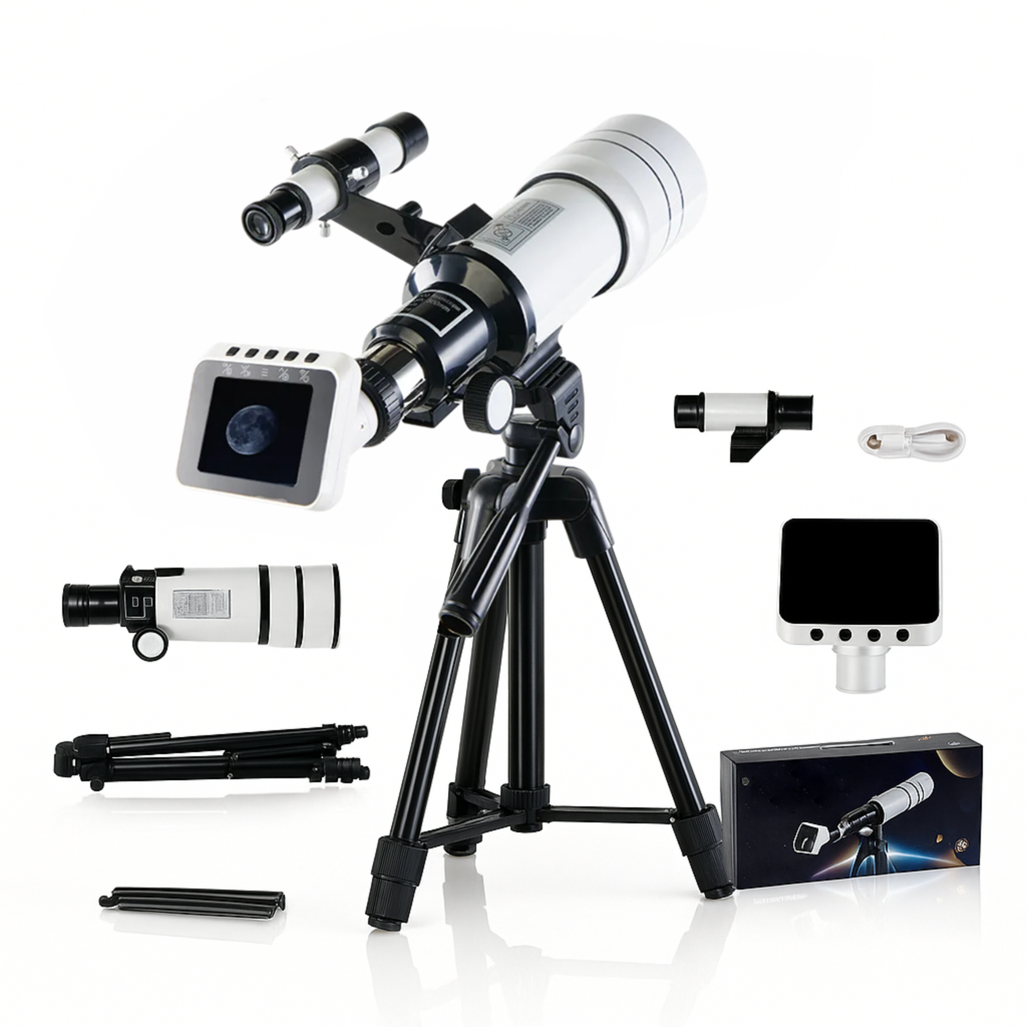 Télescope astronomique avec ecran observer la Lune et les Étoiles en Haute Résolution