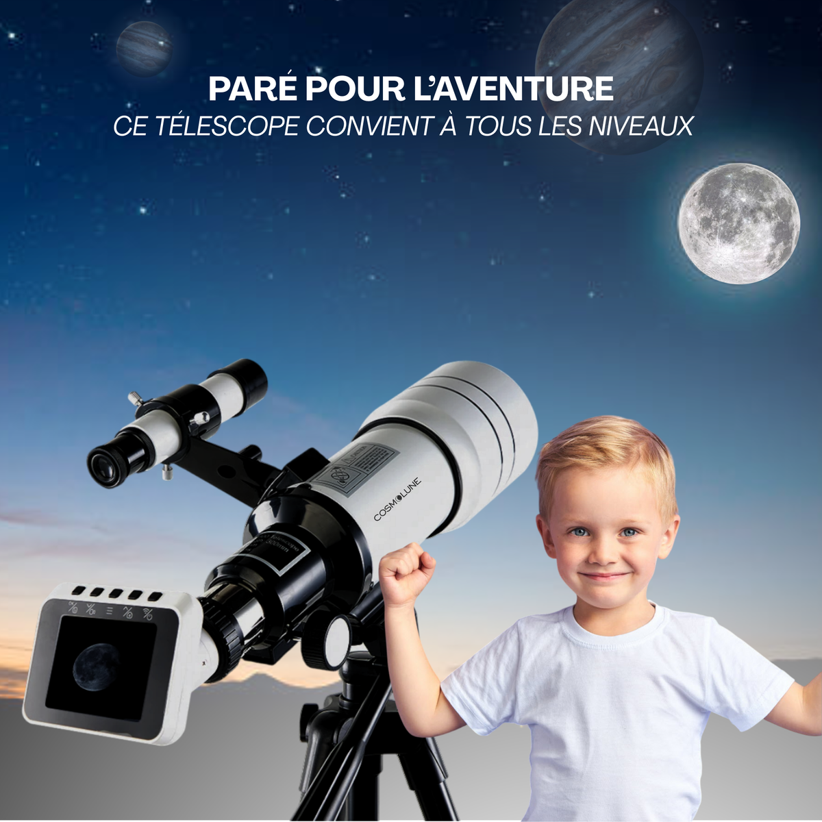 Télescope astronomique avec trépied, pour débutant, Exploration de l'espace, Observation de la Lune, télescope monoculaire, Cadeau pour Enfants Télescope astronomique avec trépied, pour débutant, Exploration de l'espace, Observation de la Lune, télescope monoculaire, Cadeau pour Enfants