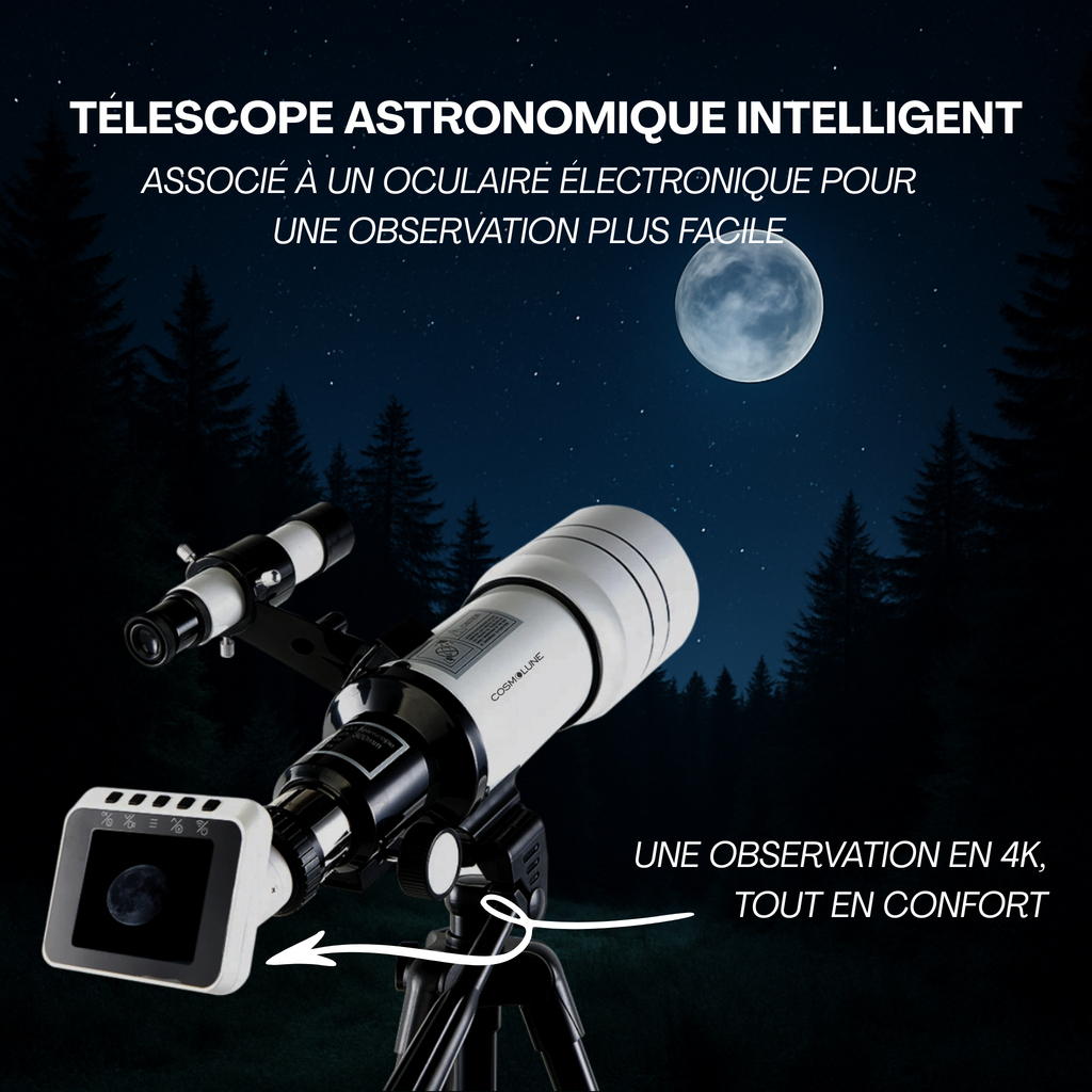 Télescope astronomique avec ecran observer la Lune et les Étoiles en Haute Résolution
