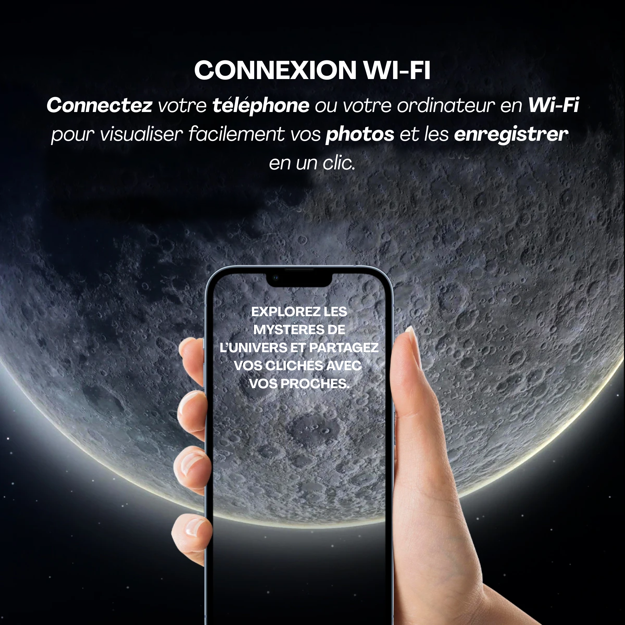 Télescope astronomique avec ecran observer la Lune et les Étoiles en Haute Résolution