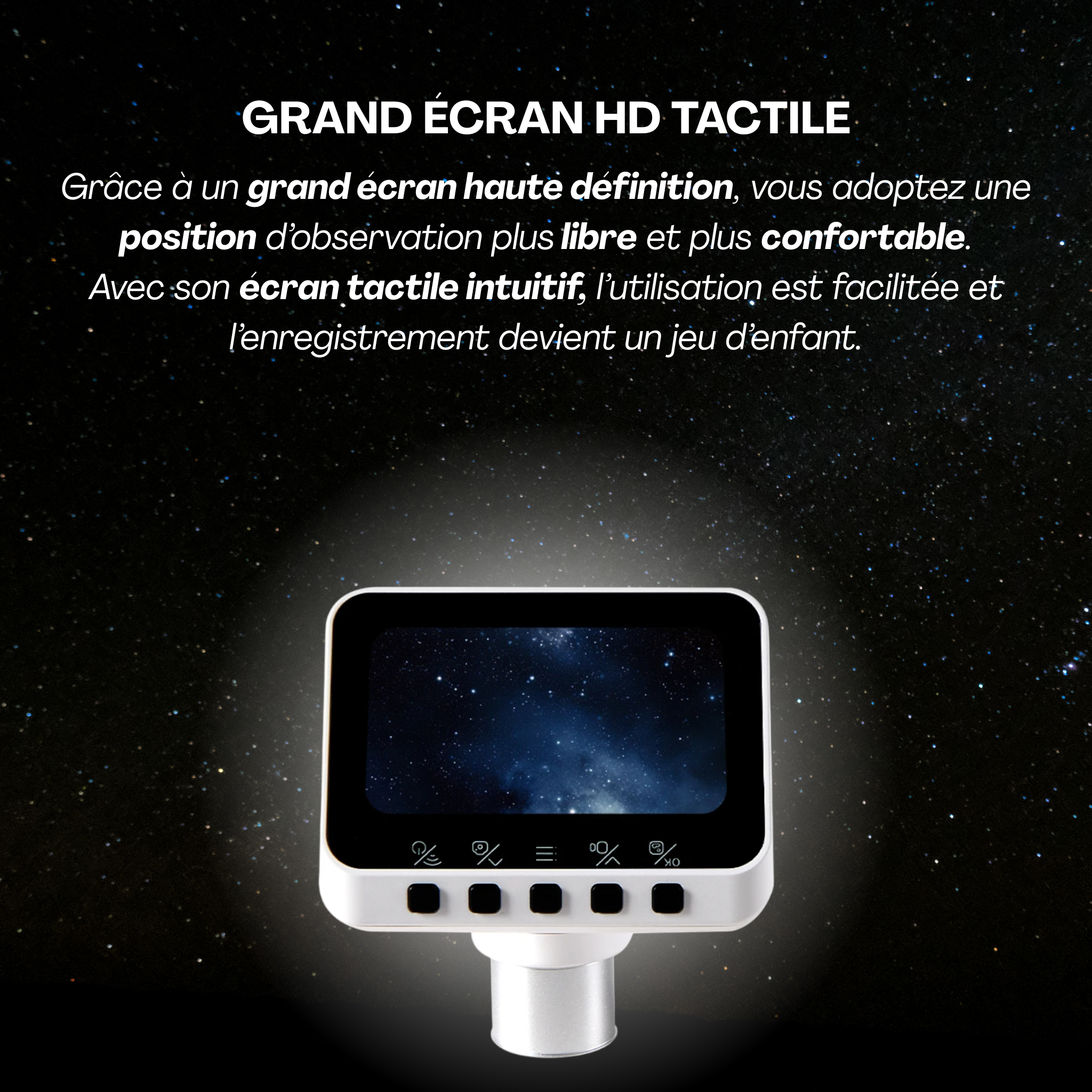 Télescope astronomique avec ecran observer la Lune et les Étoiles en Haute Résolution