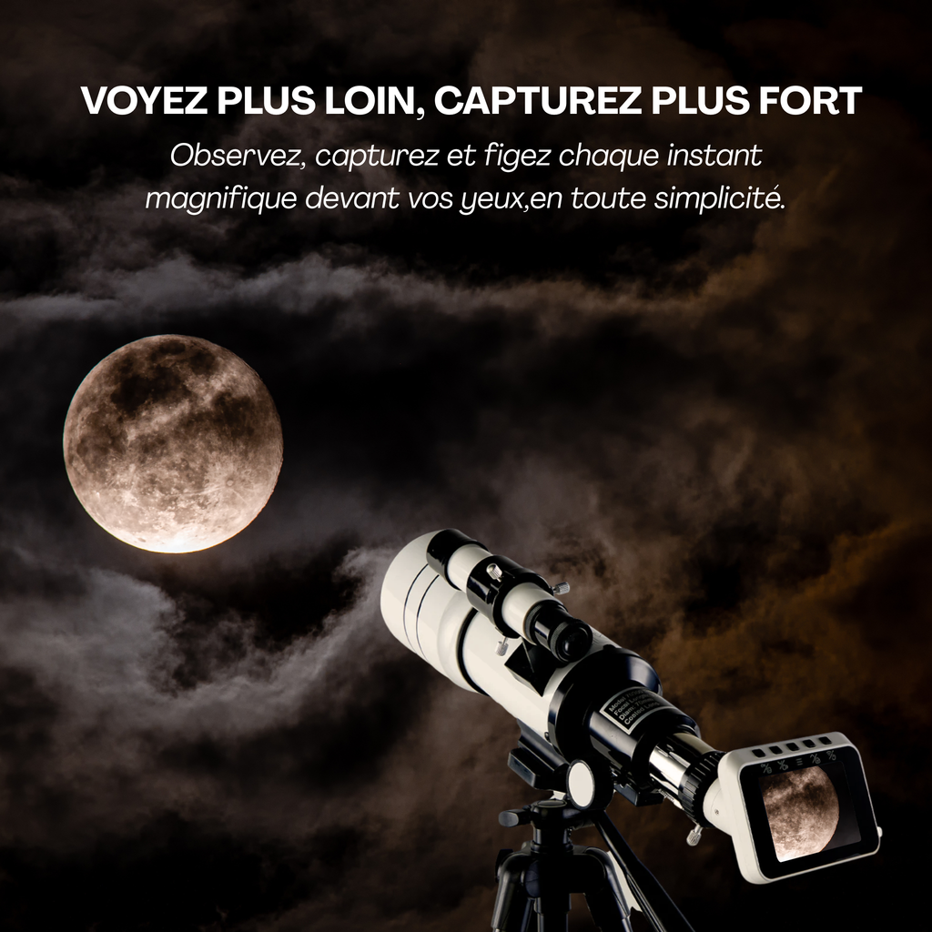 Télescope astronomique avec ecran observer la Lune et les Étoiles en Haute Résolution