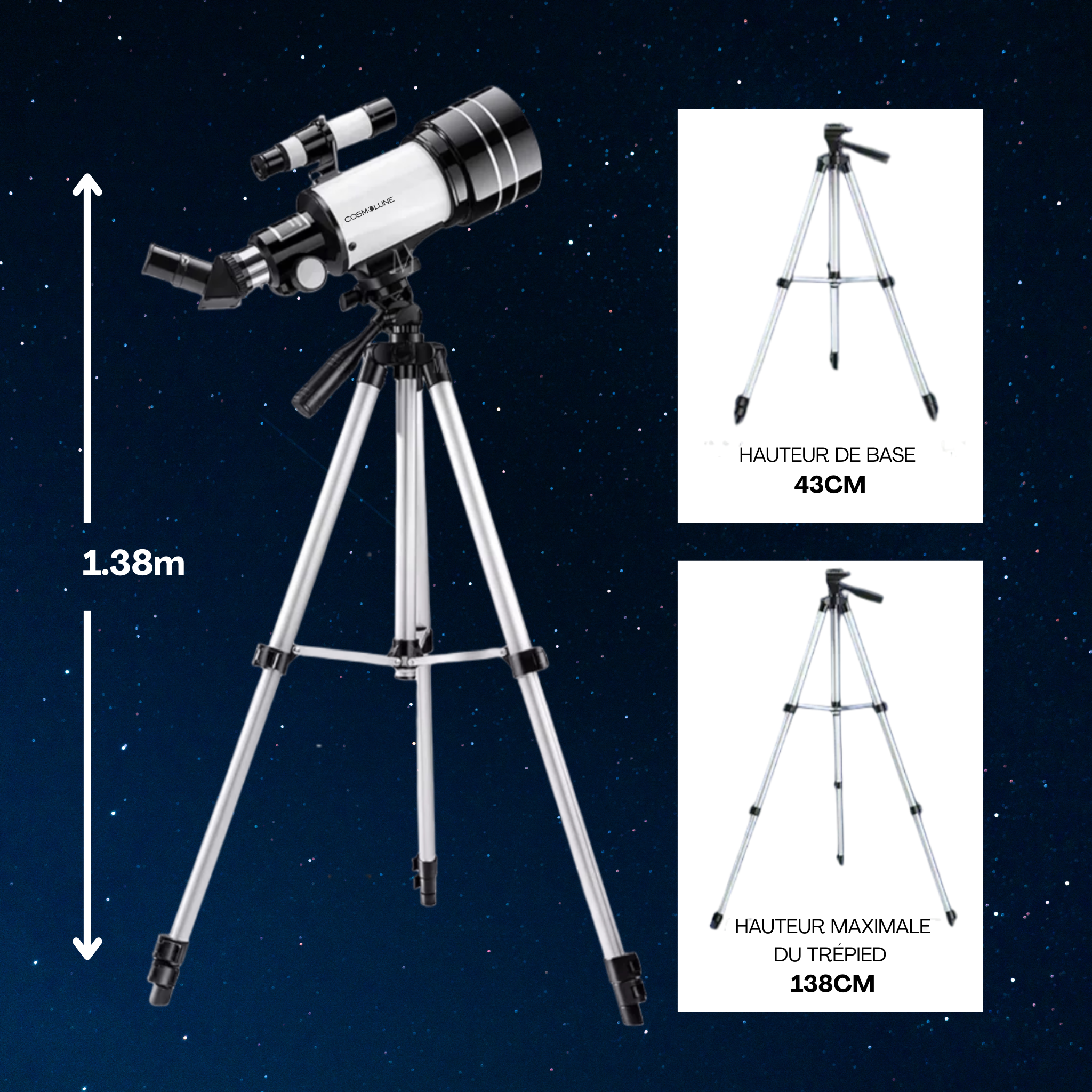 Télescope Astronomique Professionnel HD - Puissant et précis avec support smartphone