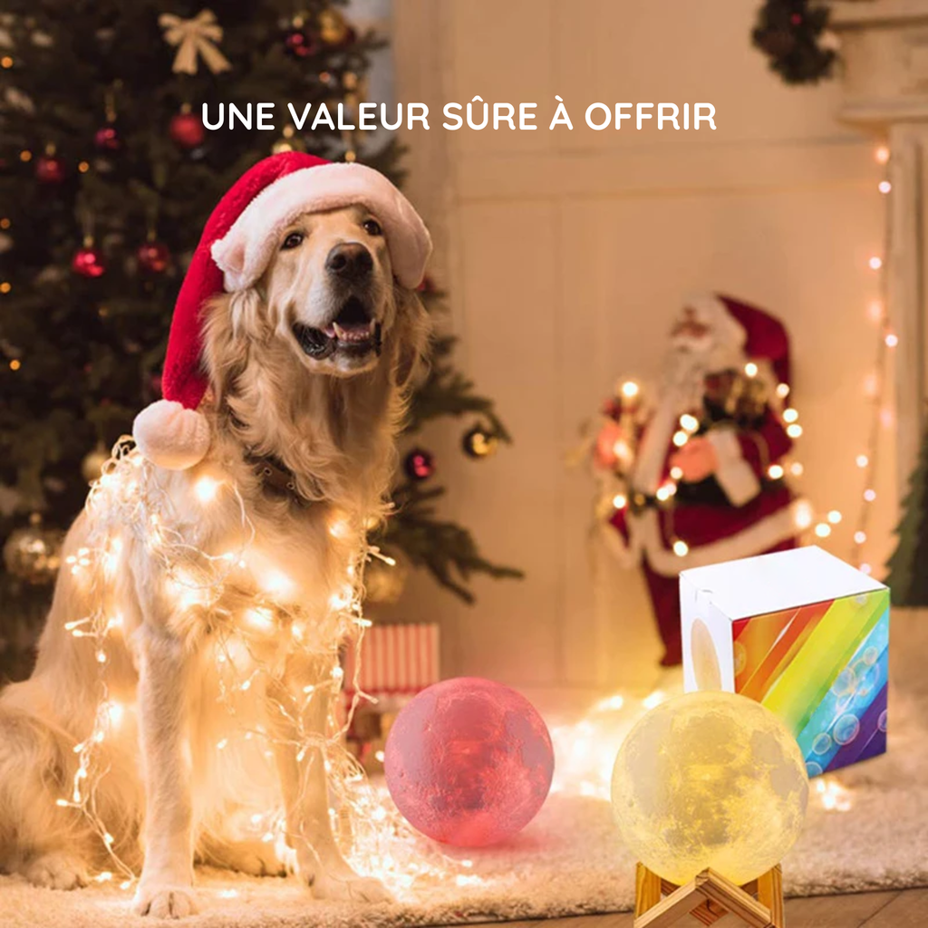 Veilleuse Lune 3D  – Lumière réglable, batterie rechargeable, impression 3D réaliste