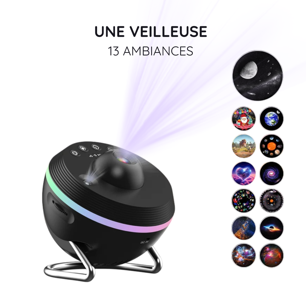 Projecteur Ciel Étoilé HD – 13 Diapositives, Rotation 360°, Chambre Enfant / Décoration