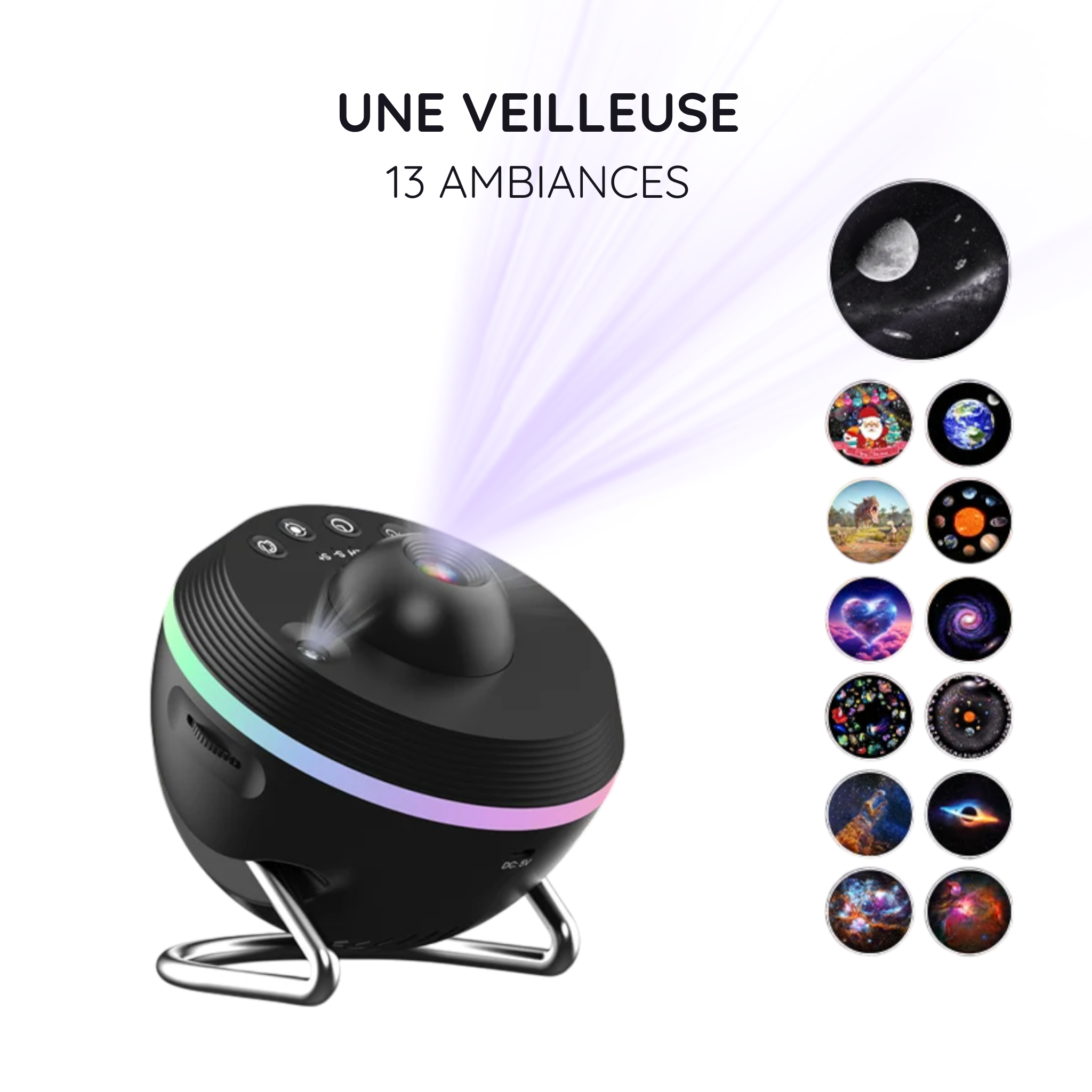 Projecteur Ciel Étoilé HD – 13 Diapositives, Rotation 360°, Chambre Enfant / Décoration