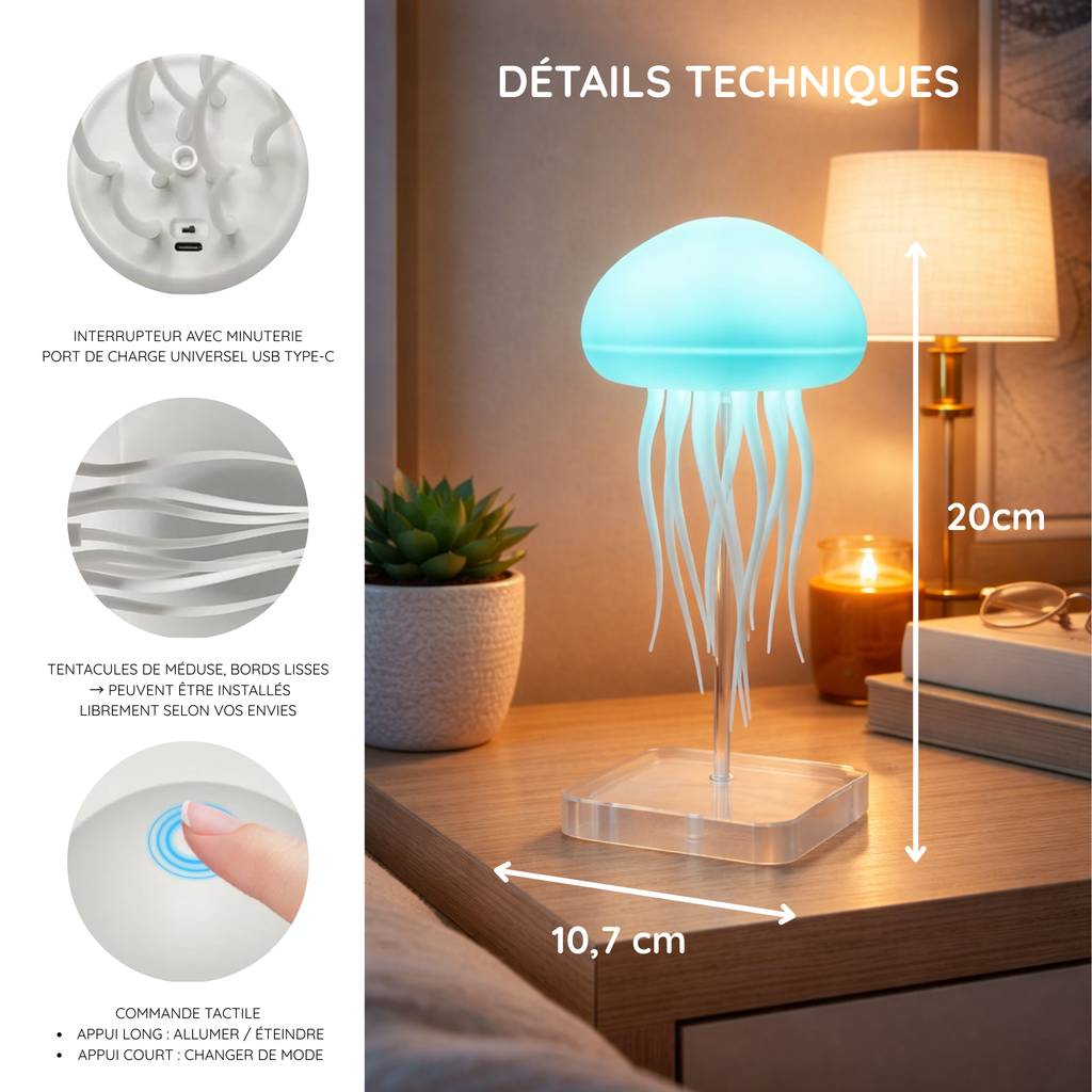 lampe decorative méduse apaisante multicolor
