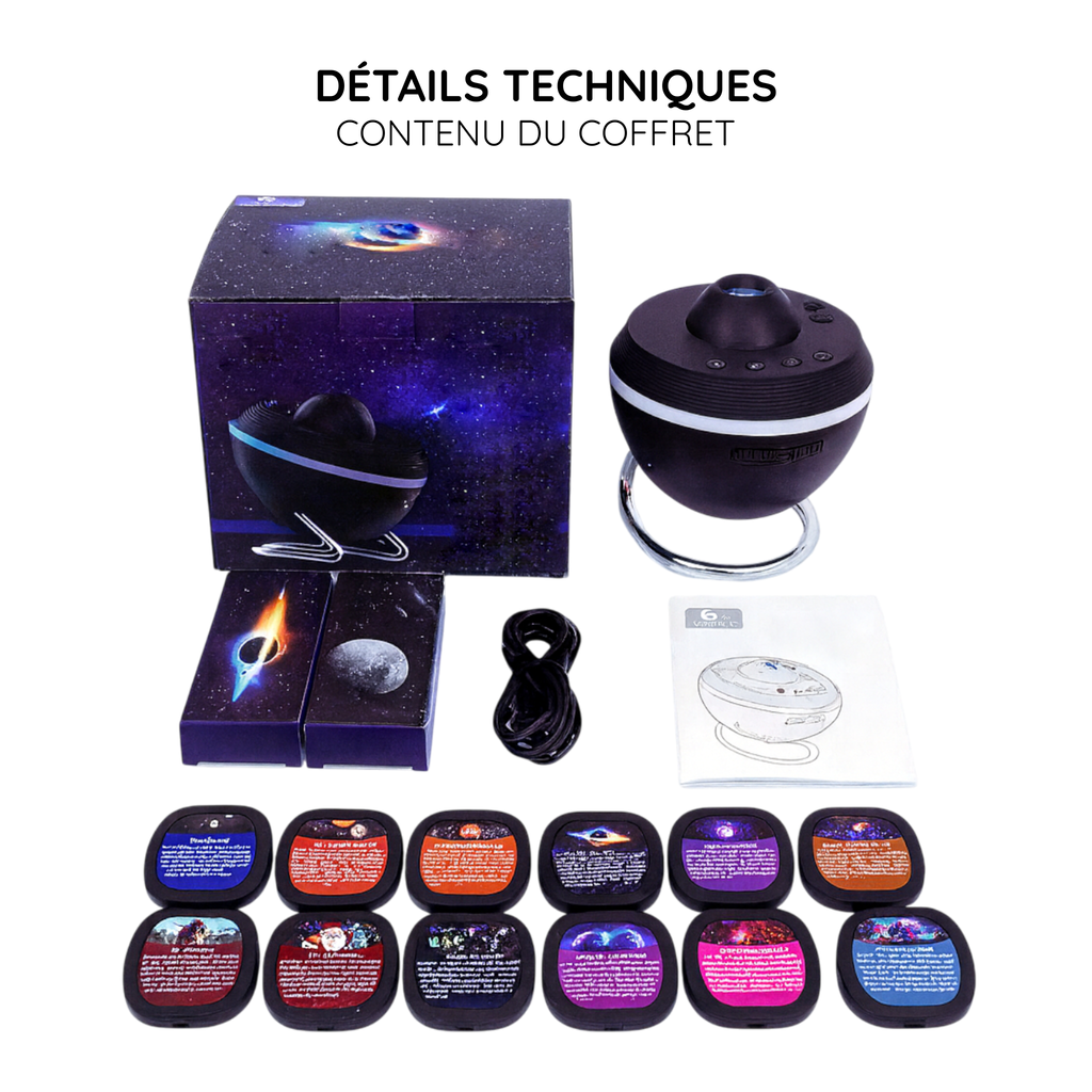 Projecteur Ciel Étoilé HD – 13 Diapositives, Rotation 360°, Chambre Enfant / Décoration
