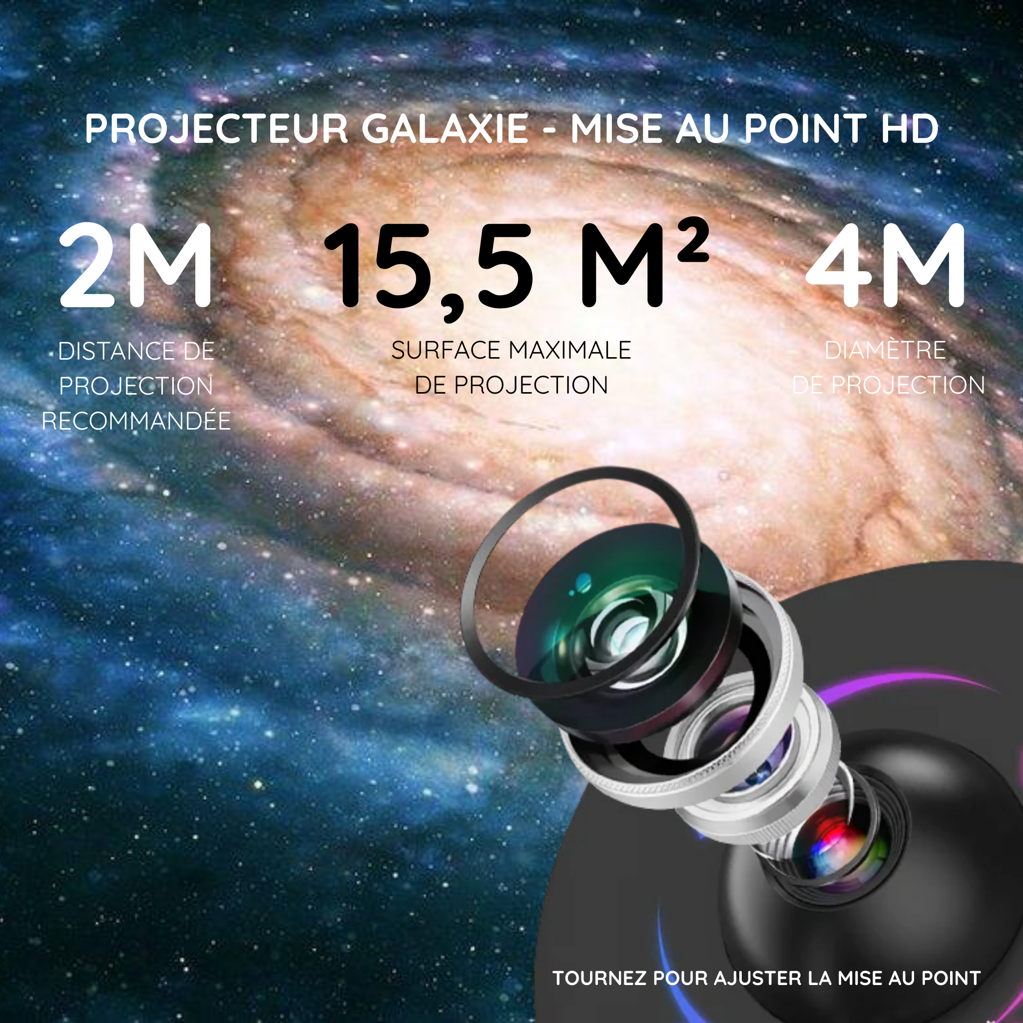 Projecteur Ciel Étoilé HD – 13 Diapositives, Rotation 360°, Chambre Enfant / Décoration