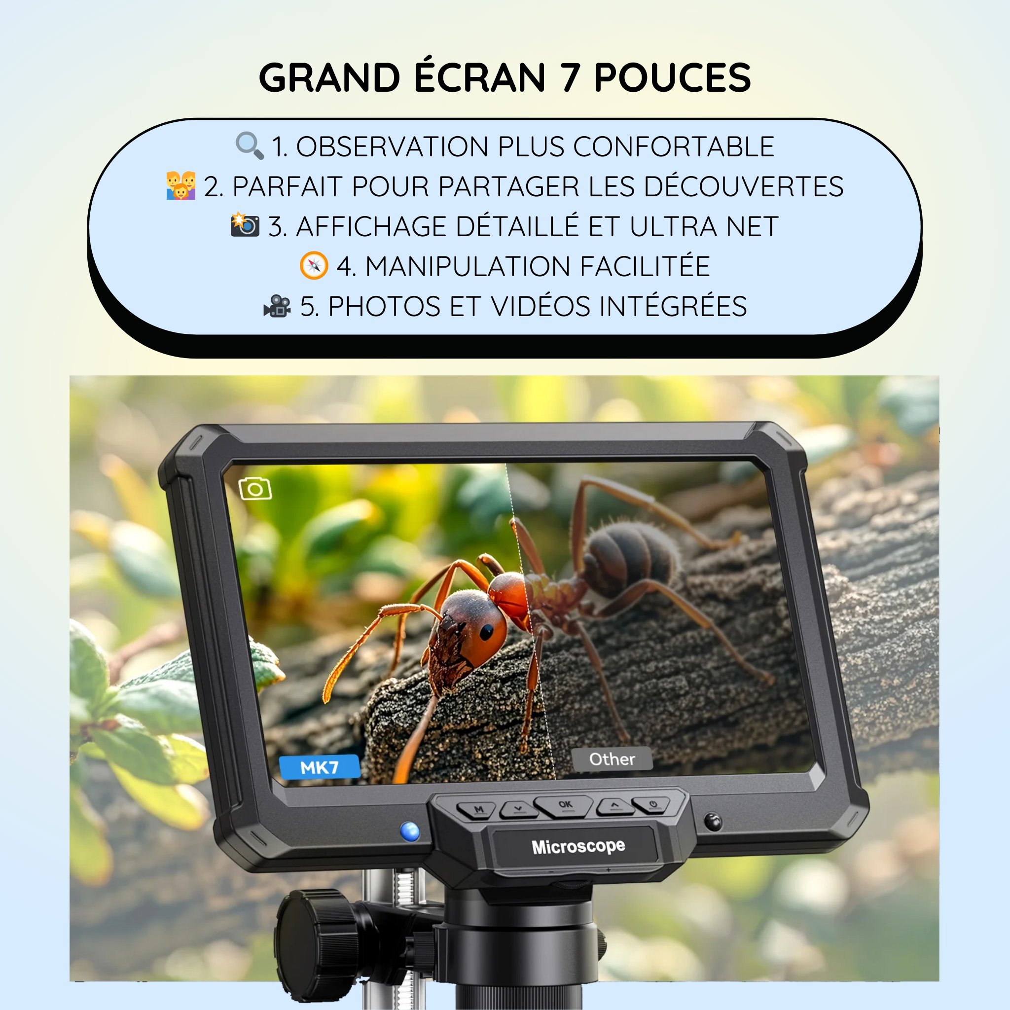 Microscope Numérique 1200X – Écran Photo & Vidéo HD
