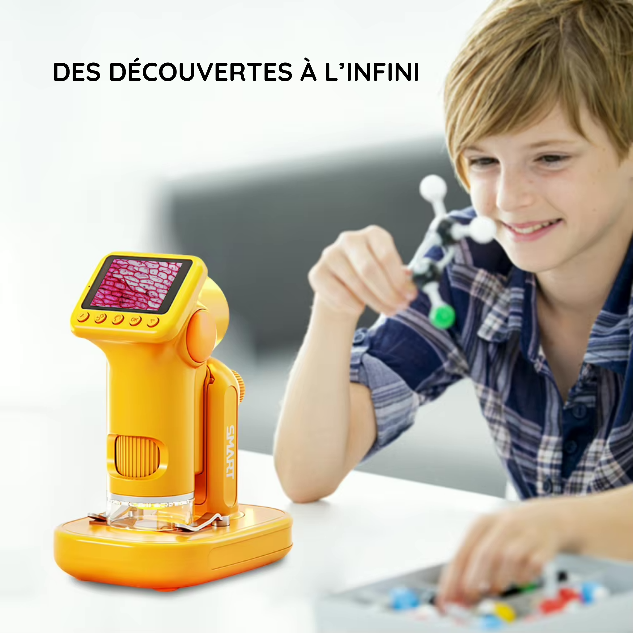 Microscope HD pour Enfants – Double Mode (Portable + Bureau)