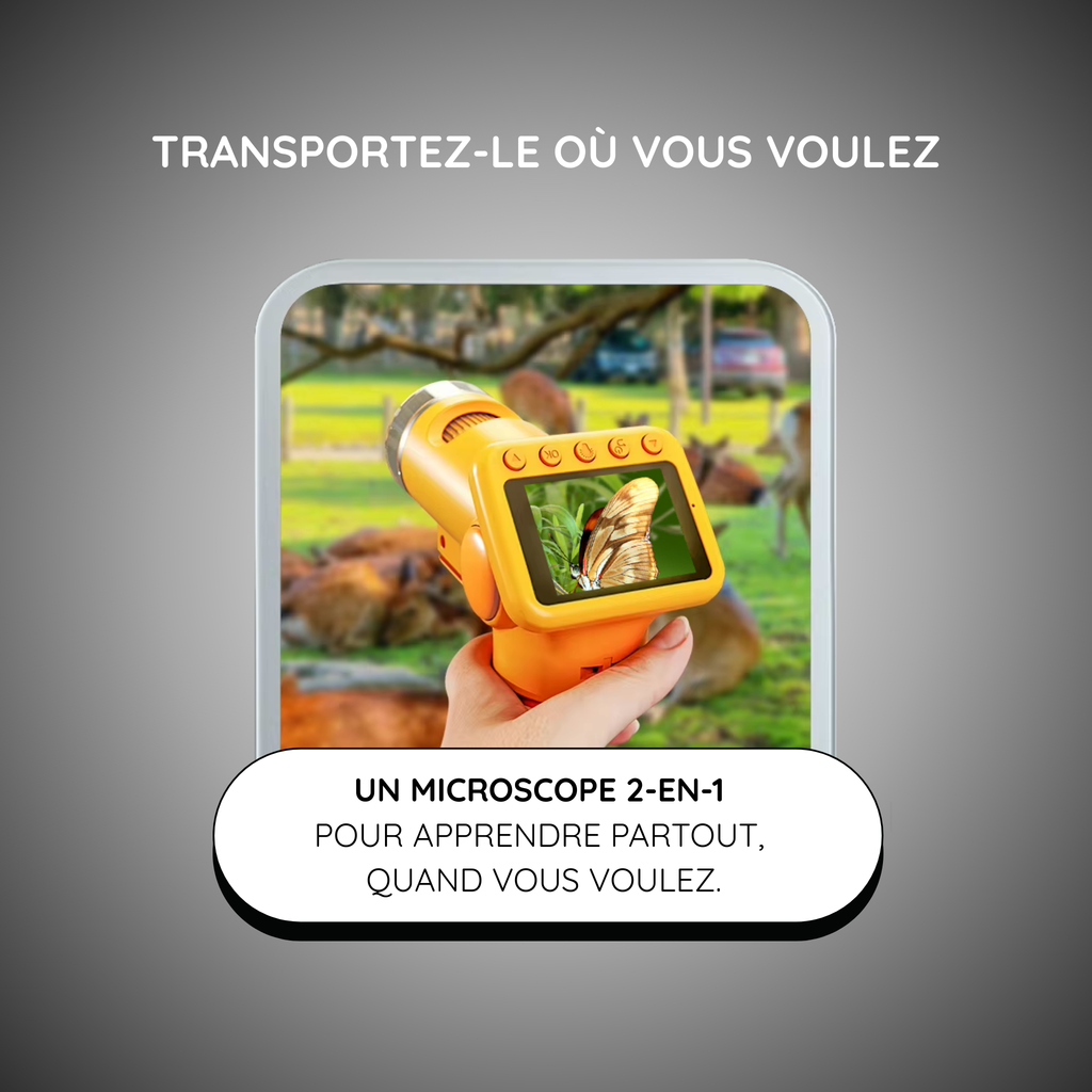 Microscope HD pour Enfants – Double Mode (Portable + Bureau)