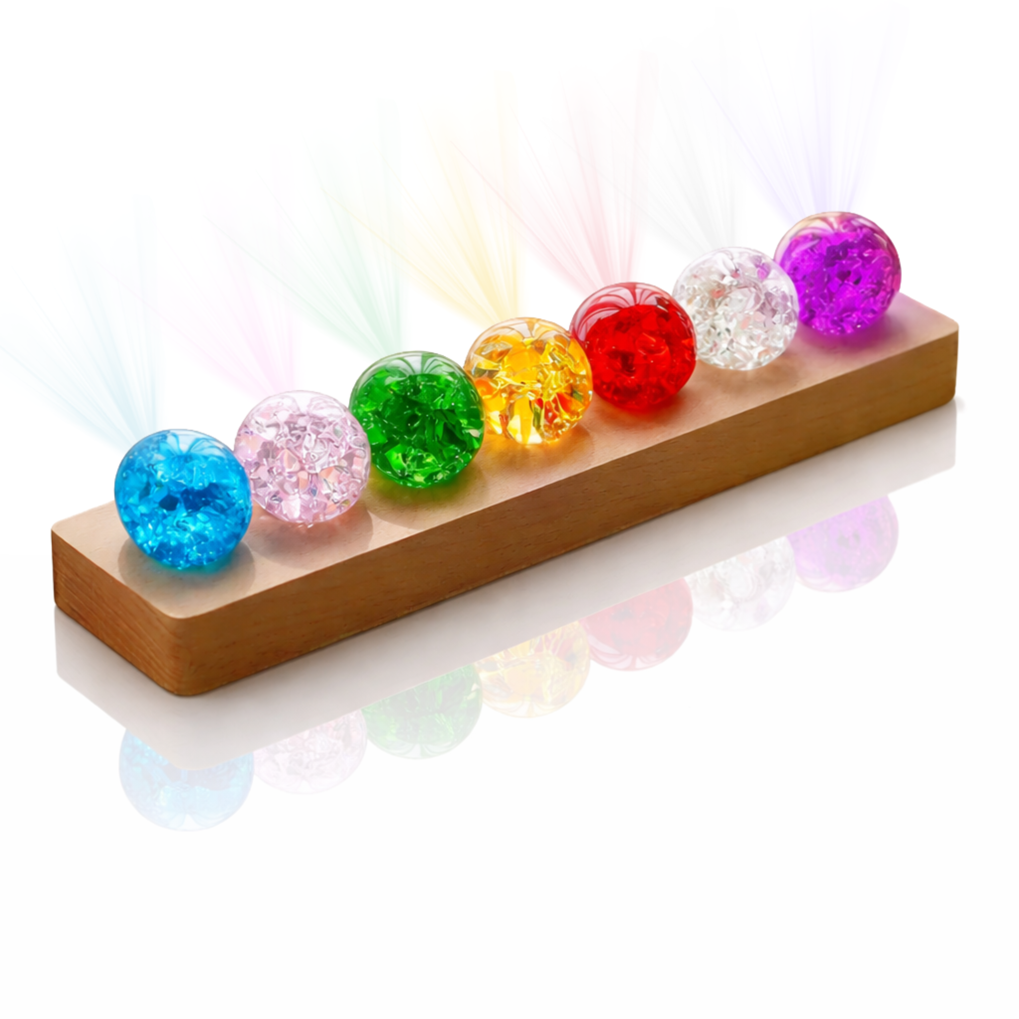 Boules lumineuses “Ice Cracking” sur base en bois – déco lumineuse apaisante 7 couleurs
