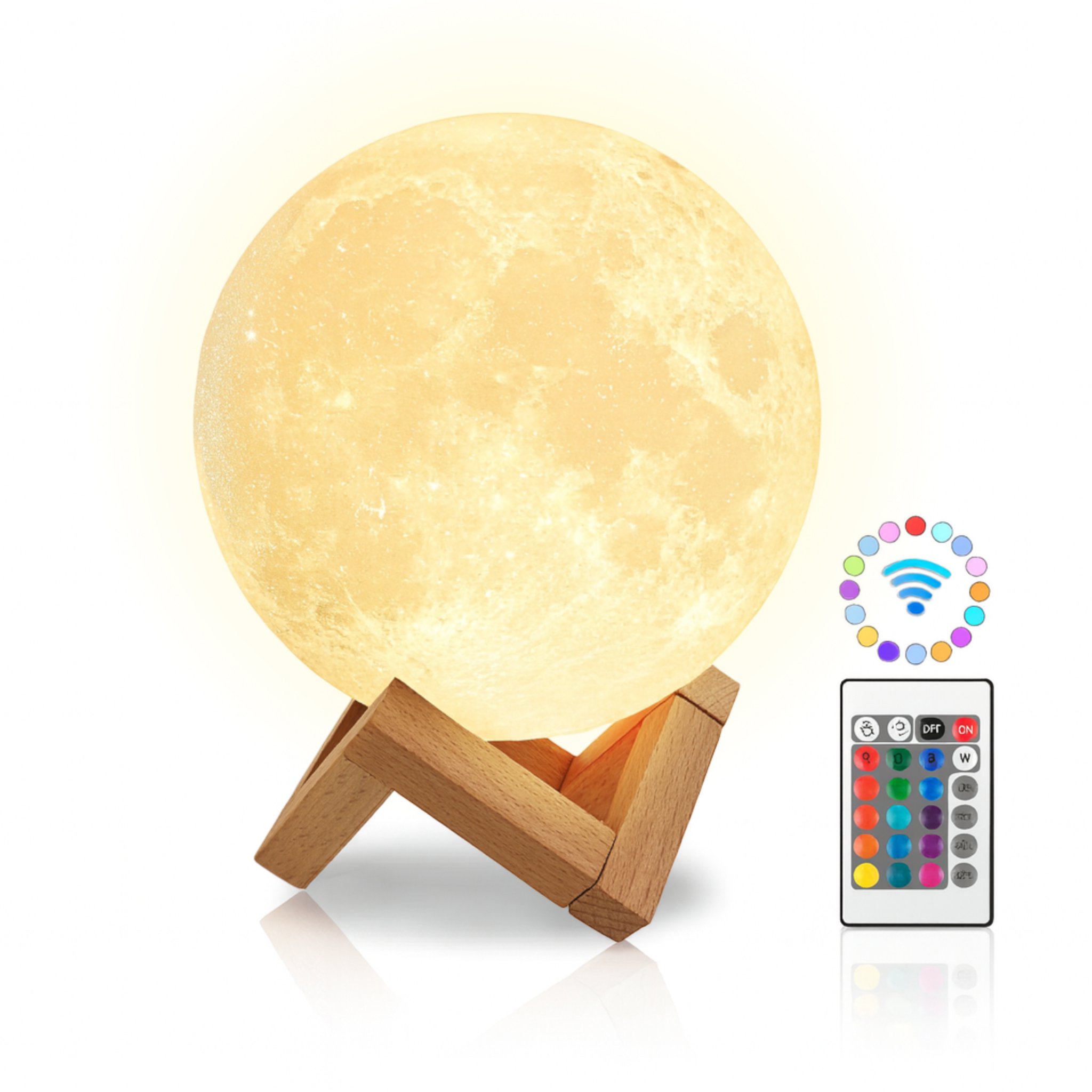 Veilleuse Lune 3D  – Lumière réglable, batterie rechargeable, impression 3D réaliste