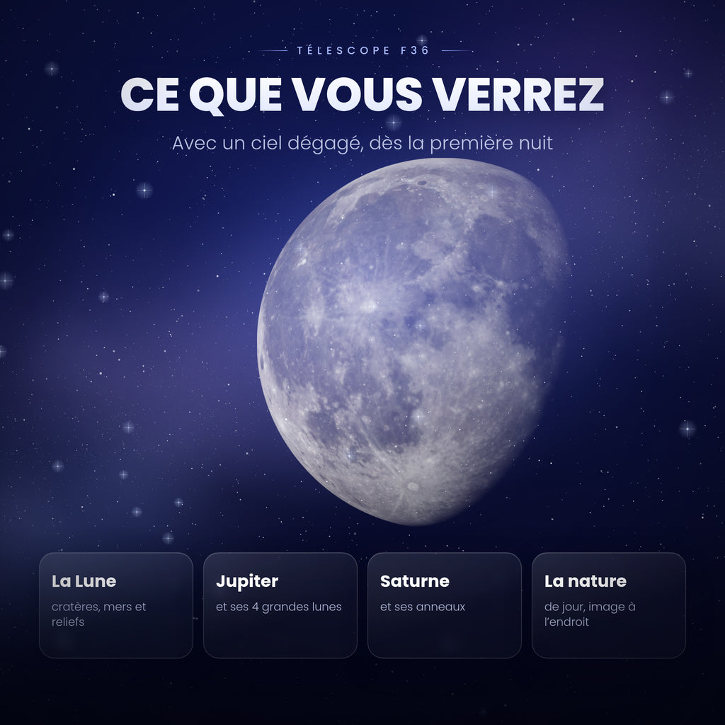 Télescope F36 : Lunette de Voyage pour Observer la Lune et les Planètes