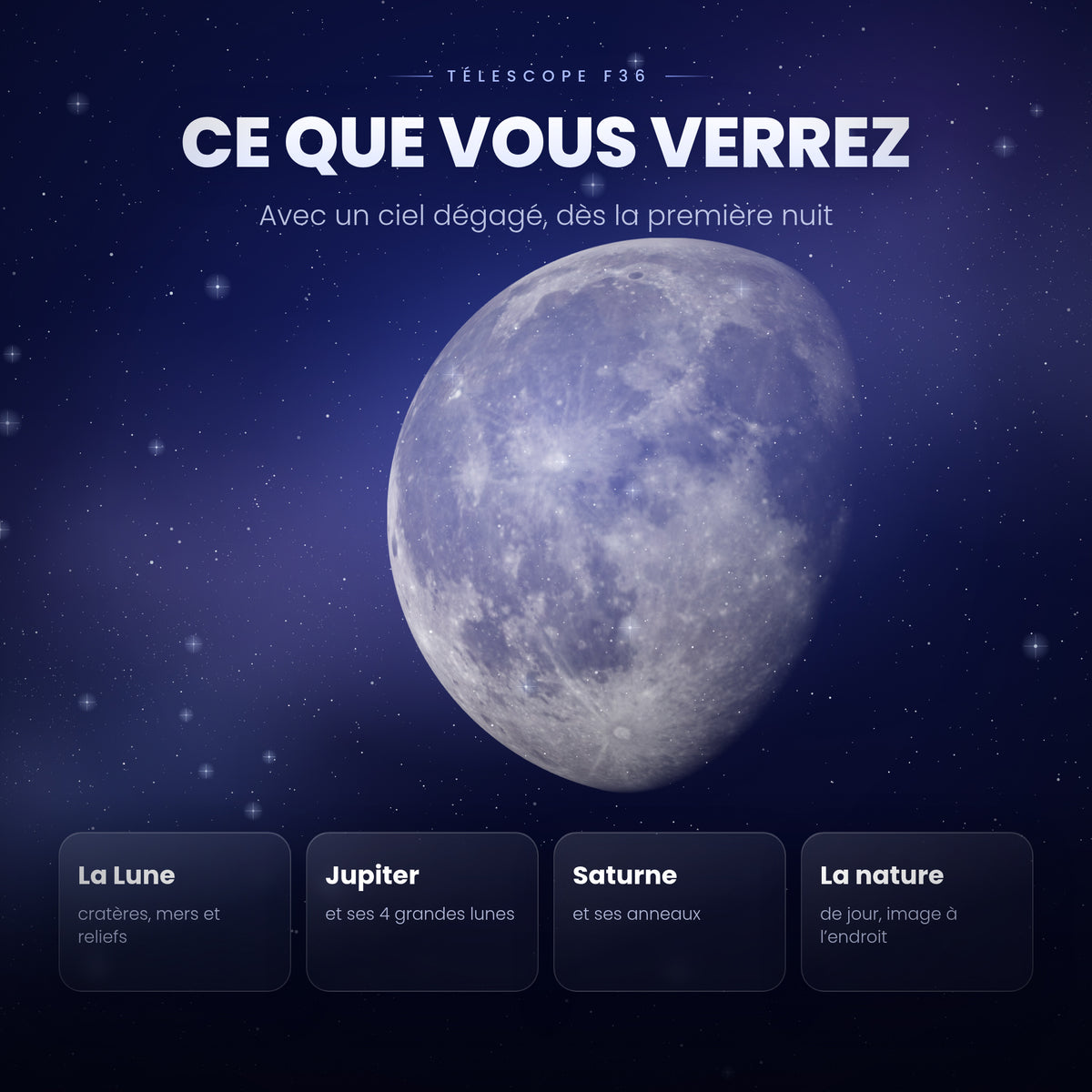 Télescope F36 : Lunette de Voyage pour Observer la Lune et les Planètes