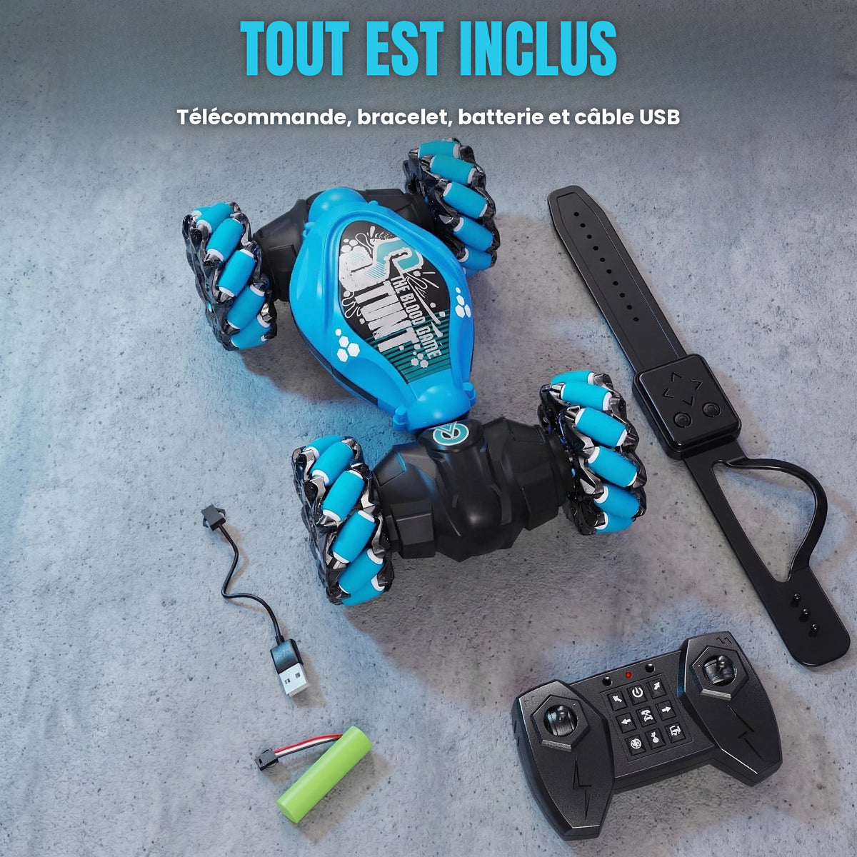 Voiture télécommandée cascadeuse pour enfants – Pilotage par gestes de la main