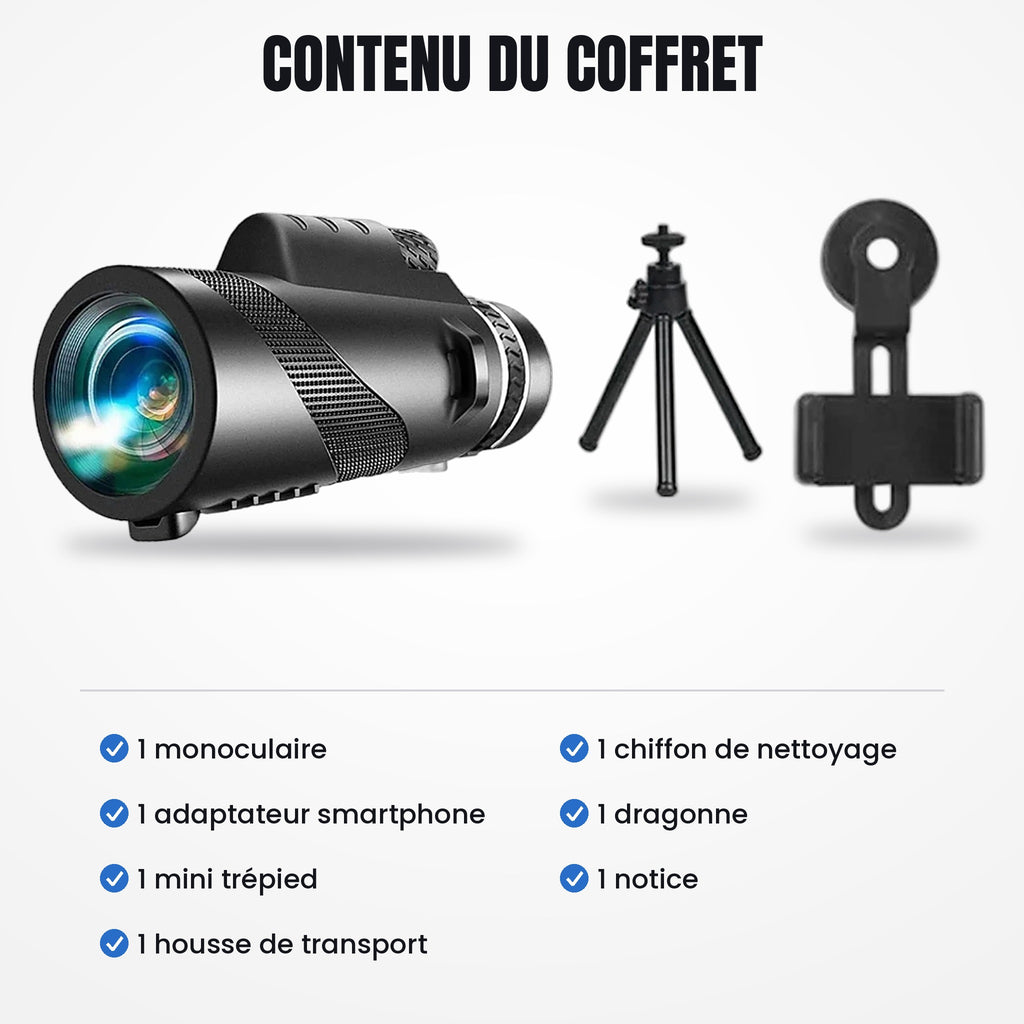 Télescope monoculaire HD 42 mm avec trépied