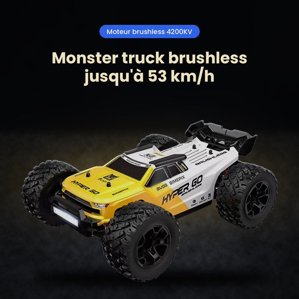 Voiture Télécommandée Brushless 53 km/h – Monster Truck 4x4 Tout Terrain