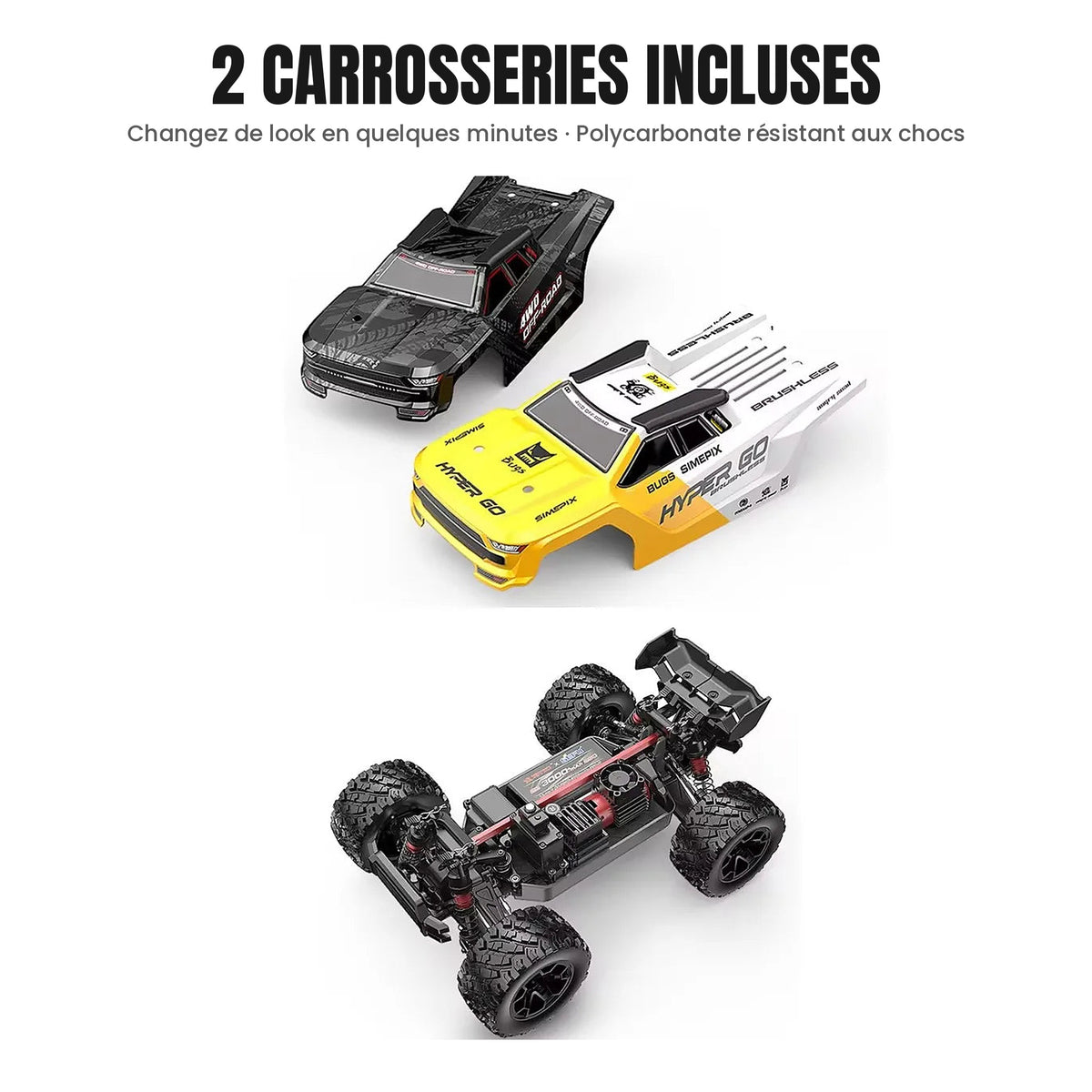 Voiture Télécommandée Brushless 53 km/h – Monster Truck 4x4 Tout Terrain
