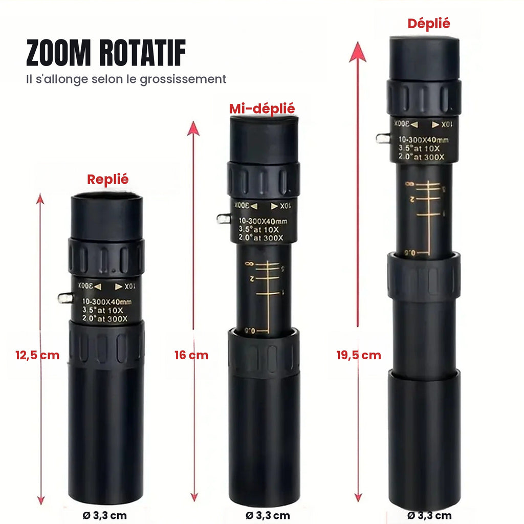 Télescope monoculaire de poche zoom 10-300x
