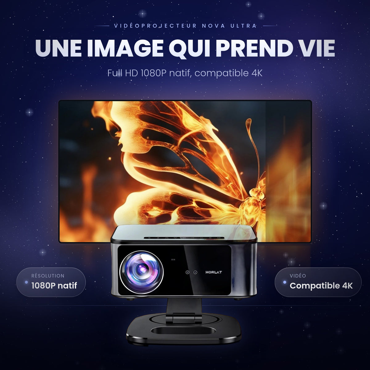 Vidéoprojecteur Nova Ultra – Full HD 1080P,Auto Focus