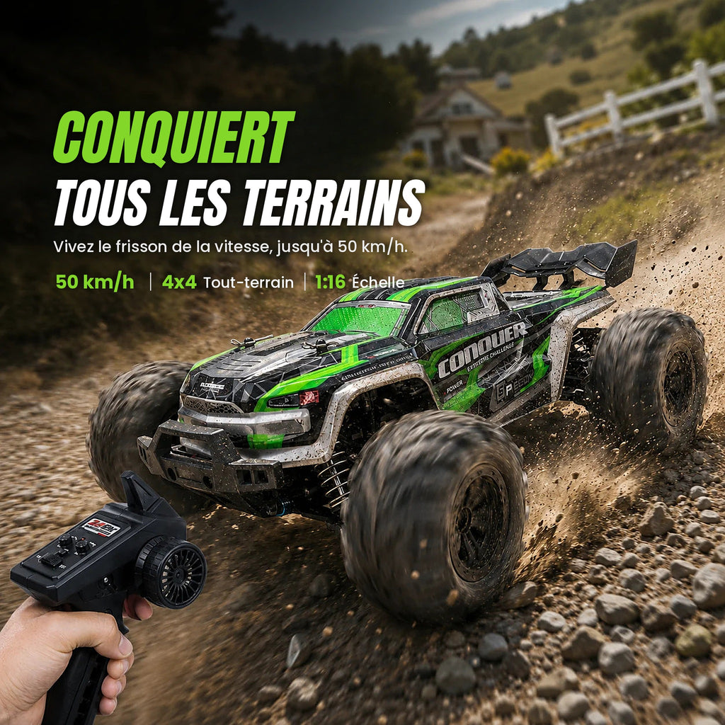 Voiture RC verte 50 km/h – Monster Truck Tout Terrain