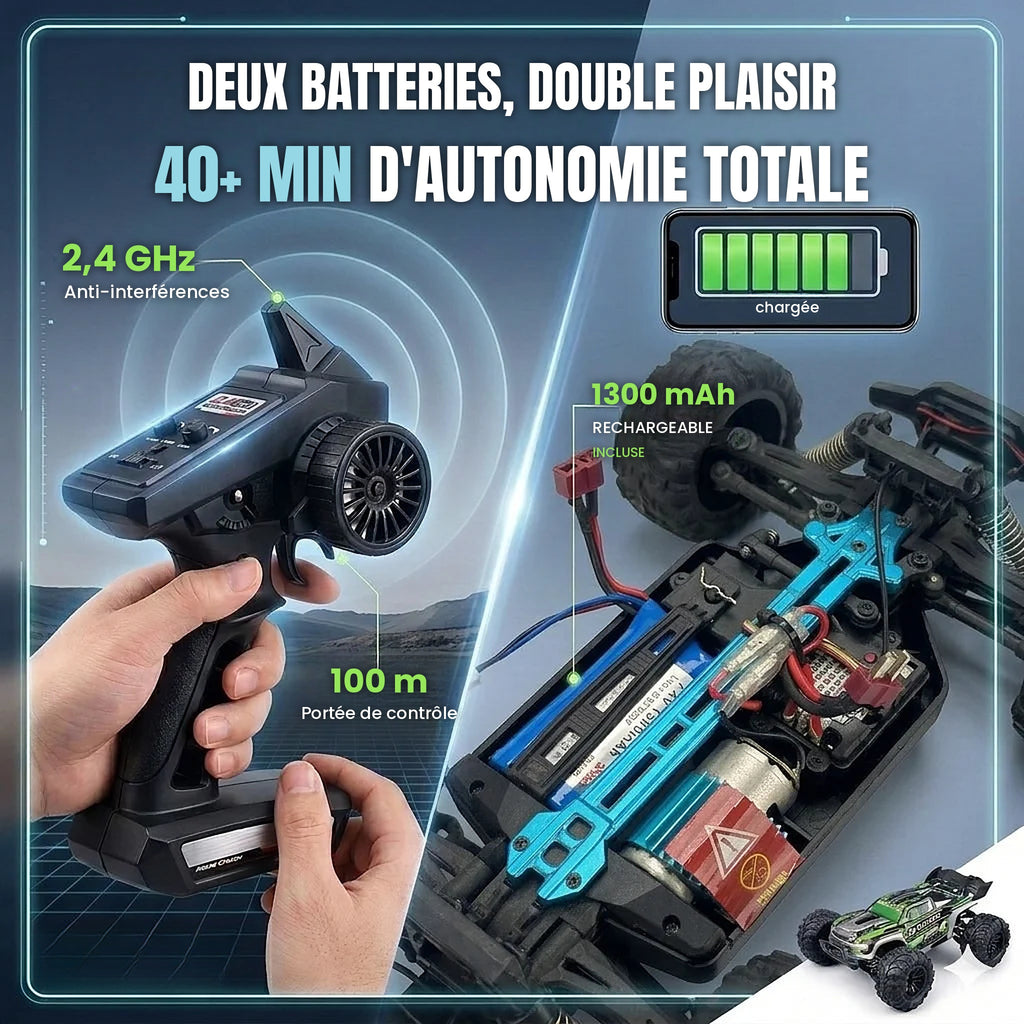 Voiture RC verte 50 km/h – Monster Truck Tout Terrain