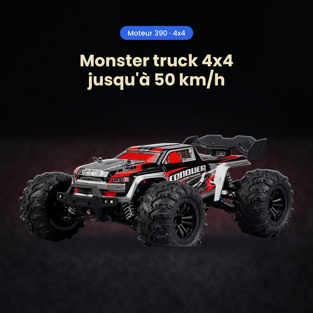 Voiture RC ROUGE 50 km/h – Monster Truck Tout Terrain