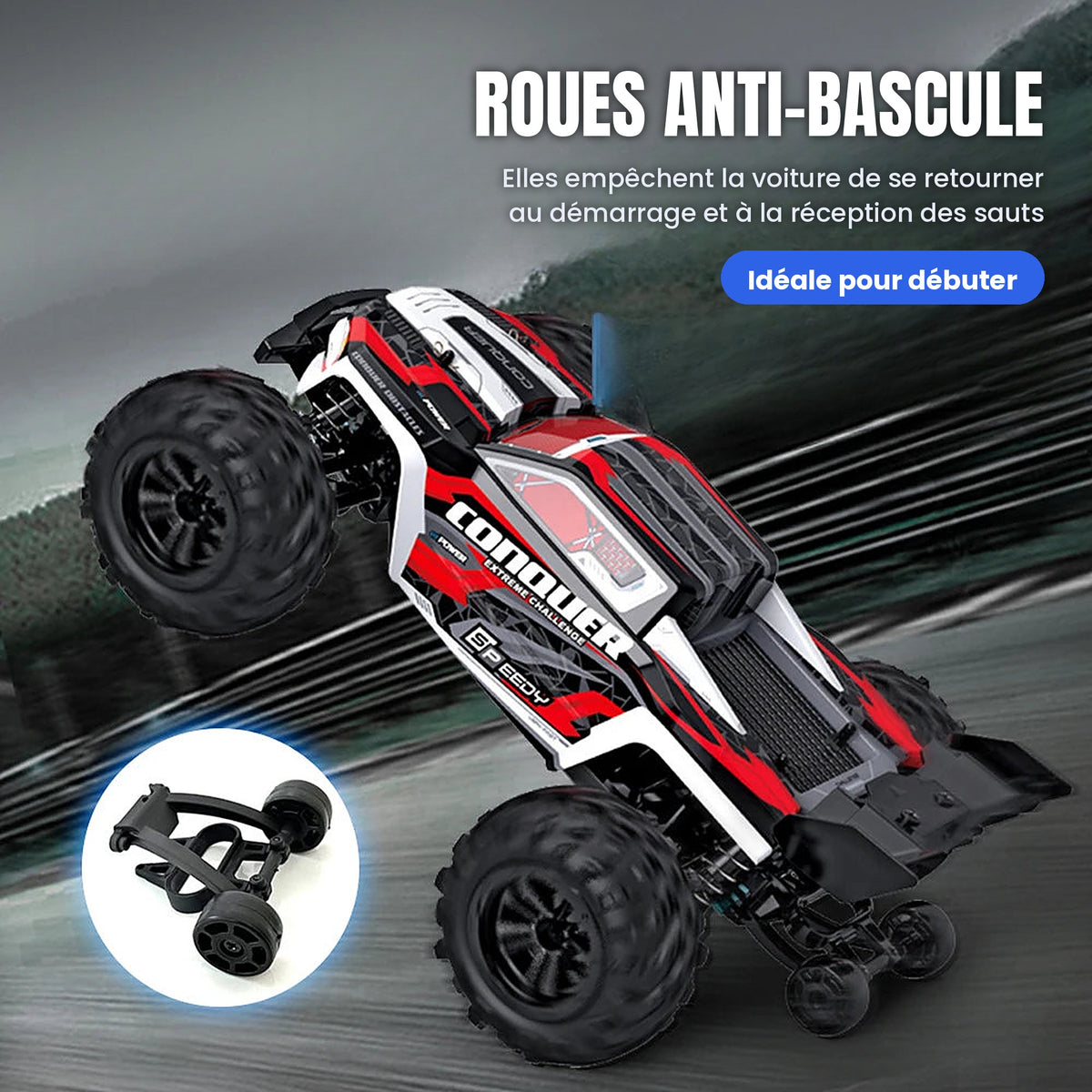 Voiture RC ROUGE 50 km/h – Monster Truck Tout Terrain