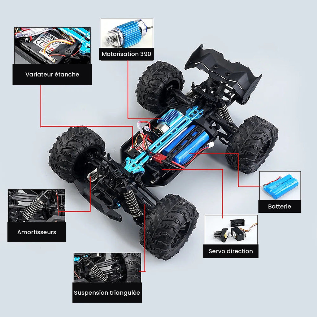Voiture RC ROUGE 50 km/h – Monster Truck Tout Terrain