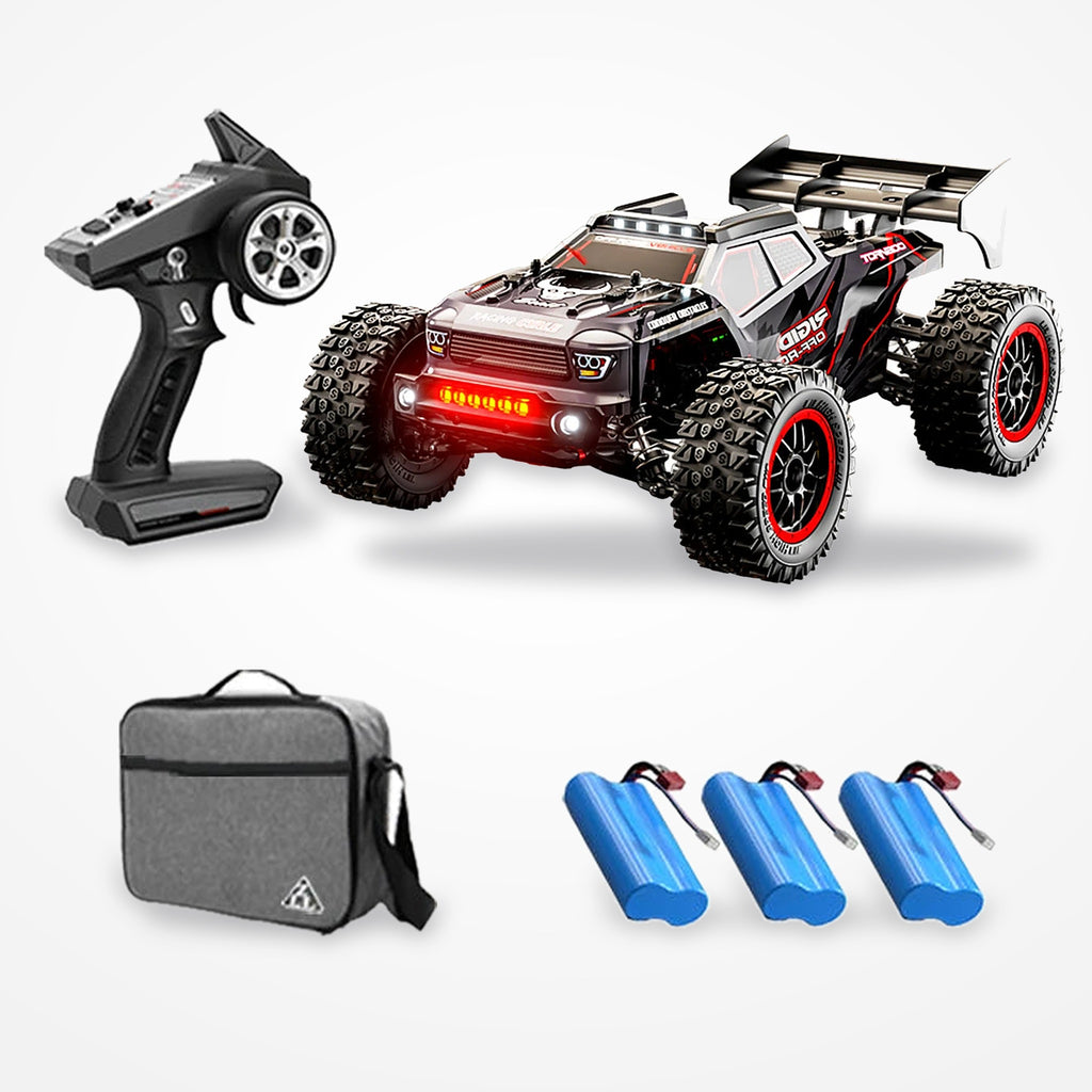 Voiture RC 1:16 – 80 km/h, pack 3 batteries + sac