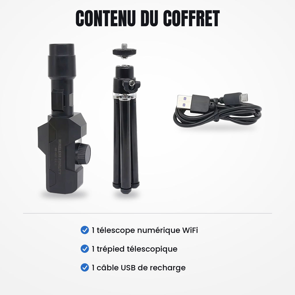 Télescope connecté WiFi – photo et vidéo sur smartphone